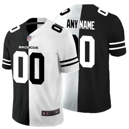 Men's Denver Broncos ACTIVE PLAYER Black & White NFL Split Limited Stitched Jersey